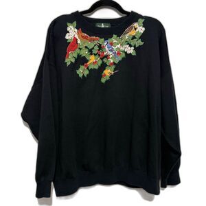 Vintage Hunt Club Women’s XL Snow Bird Winter Holiday Berry Crewneck Sweater